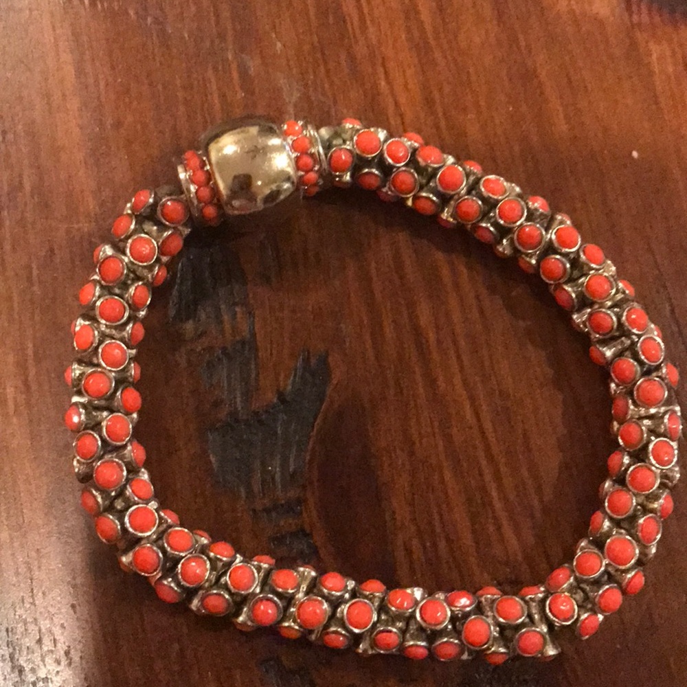 Orange and gold bracelet with magnet clasp